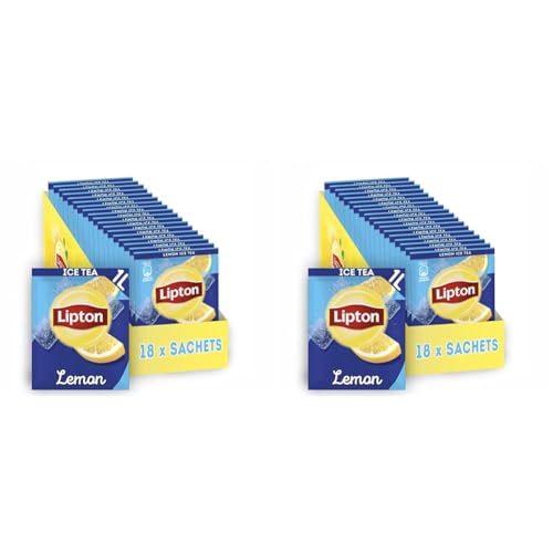 Lipton | Eistee Pulver "Zitrone" | Sommerliche Eisteevariante | in Pulverform zum Selbstzubereiten | 18x Sachets (Packung mit 2) von Lipton