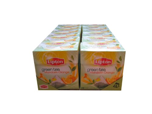 Lipton Green Mandarin Orange Karton mit 12 x 20 Pyramidenbeutel von Lipton