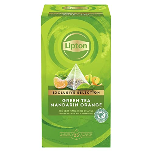 Lipton Grüner Tee, Mandarine Orange Pyramidbeutel, 1er Pack (1 x 25 Teebeutel) von Lipton