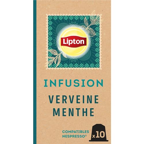 Lipton, Infusion Geschmack Eisenkraut Minze, Frische, Nespresso-kompatible Kapseln, 100 % natürliche Inhaltsstoffe, 10 Kapseln von Lipton