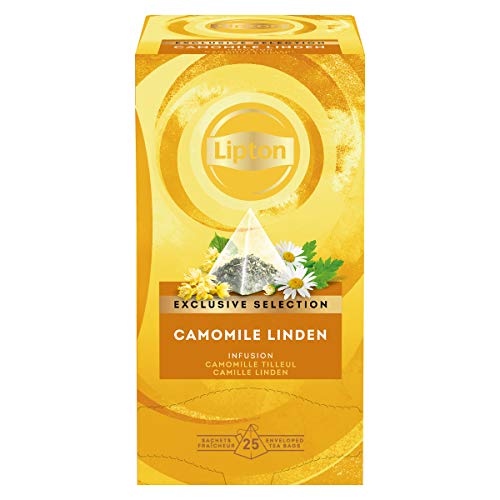 Lipton Kamille Lindenblüten Kräutertee Pyramidenbeutel, 1er Pack (1 x 25 Teebeutel) von Lipton