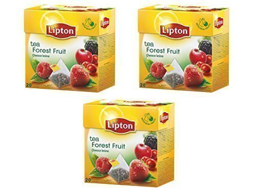Lipton Schwarzer Tee - Waldfrucht - 20 Premium Pyramiden Teebeutel in einer Packung - 3 Stück Packung von Lipton