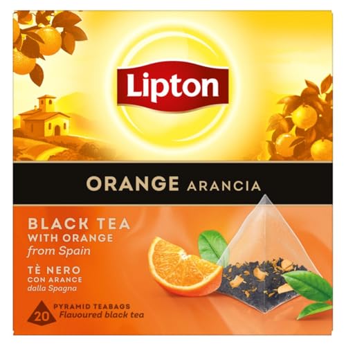 Lipton Schwarztee Orange, mit Orangen aus Spanien, für einen Moment des sonnigen Genusses, 20 Pyramidenbeutel von Lipton