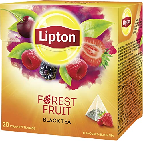 Lipton Schwarztee Waldfrucht - für echte Teegenießer aus nachhaltigem Anbau 20 Pyramidenbeutel (1 x 20 Teebeutel) von Lipton