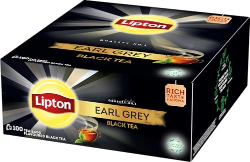 Lipton Tee, Schwarzer Tee, Earl Grey, Reich an Geschmack und Aroma, Rainforest-Alliance zertifiziert, pflanzenbasierte Teebeutel, 1er Pack, 100 Teebeutel von Lipton