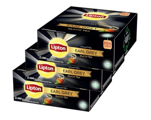 Lipton Tee, Schwarzer Tee, Earl Grey, Reich an Geschmack und Aroma, Rainforest-Alliance zertifiziert, pflanzenbasierte Teebeutel, 3er Pack, 300 Teebeutel von Lipton