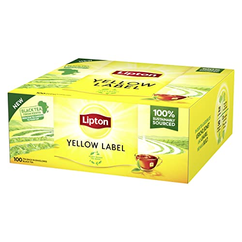 Lipton | Yellow Label | Schwarzer Tee | mit handgepflückten Schwarzteeblättern | pflanzenbasierte, einzeln verpackte Teebeutel | Rainforest-Alliance zertifiziert | 1er Pack | 100 Teebeutel von Lipton