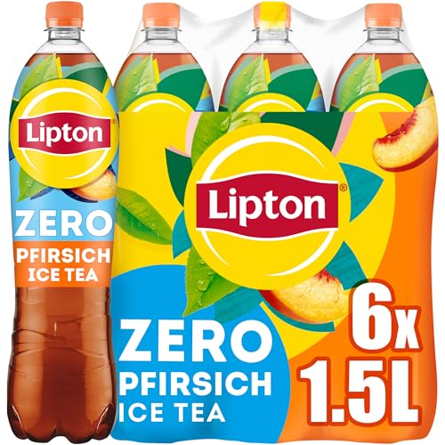 LIPTON ICE TEA Zero Peach – Zuckerfreier Eistee mit Pfirsich Geschmack , EINWEG (6 x 1.5 l) von Lipton