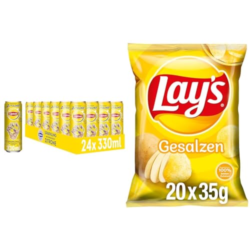 Erfrischender Eistee und Knusprige Chips: LIPTON ICE TEA Sparkling Zitrone (24x0,33L) & Lay's Gesalzen (20x35G) von Lipton