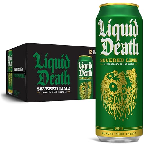 Liquid Death, Severed Lime Sparkling Water, Lime Flavored Sparkling Beverage Sweetened With Real Agave, Low Calorie & Low Sugar, 12-Pack (Tallboy Size 16.9oz Cans) von Liquid Death