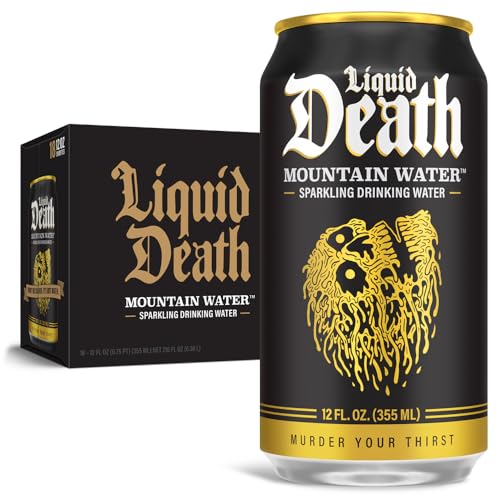 Liquid Death, Sparkling Mountain Water, 18er-Pack (340 ml Dosen), echte Bergquelle, natürliche Mineralien und Elektrolyte von Liquid Death