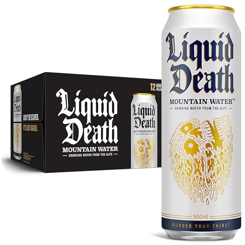 Liquid Death, Still Mountain Water, Real Mountain Source, Natural Minerals & Electrolytes, 12-Pack (Tallboy Size 16.9oz Cans) von Liquid Death