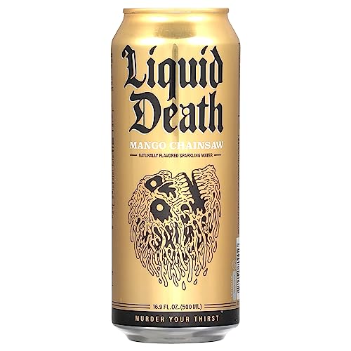 Liquid Death Sparkling Water, Mango-Kettensäge, 16,9 FZ, schwarz von Liquid Death