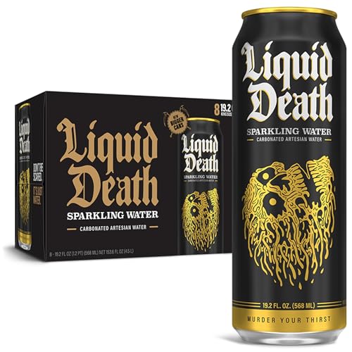 Liquid Death Wassersprudelndes Wasser, 590 ml King Dosen, 8er-Pack von Liquid Death