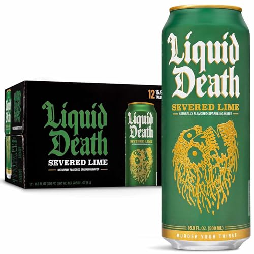 Liquid Death Sparkling Water, Severed Lime, 0,5-l-Getränkedosen (12er-Pack) von Liquid Death