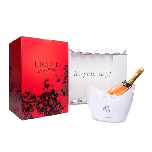 Champagner Geschenkset "It's Your Day" – Premium Champagnerbox inkl. 0,75 l De Saint Gall Le Rosé Premier Cru & edlem Champagnerkühler – Exklusive Geschenkidee von Liquid Signature