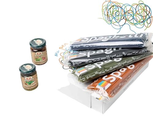 Pasta Geschenkbox Spaghetti Geschenkset Italien Kulinarischer Geschenkkorb Spaghettibox "Colori per amici" 6-tlg. Spaghetti Pesto italienische Spezialitäten Präsentkorb Pastabox von Liquid Signature