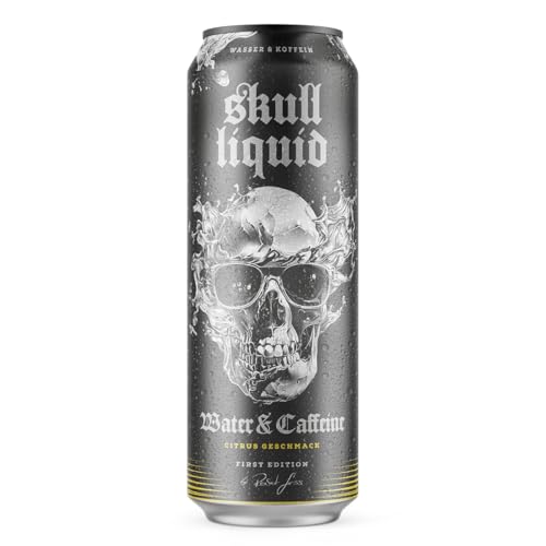 Skull Liquid - Koffeinhaltiges Erfrischungsgetränk, Zuckerfrei, Citrus-Geschmack, 568ml Designdose, Premium-Drink der Familie Geiss von Liquider