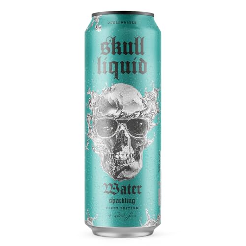 Skull Liquid - Premium Quellwasser, Natürlich Sprudelnd, 568ml Designdose, Reines Tiefenwasser aus der Vulkan-Eifel von Liquider