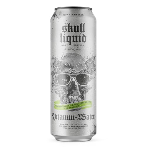 Skull Liquid - Vitamin-Wasser mit Limette, Guave & Passionsfrucht, 568ml Designdose, Erfrischendes Getränk mit Vitaminen von Liquider