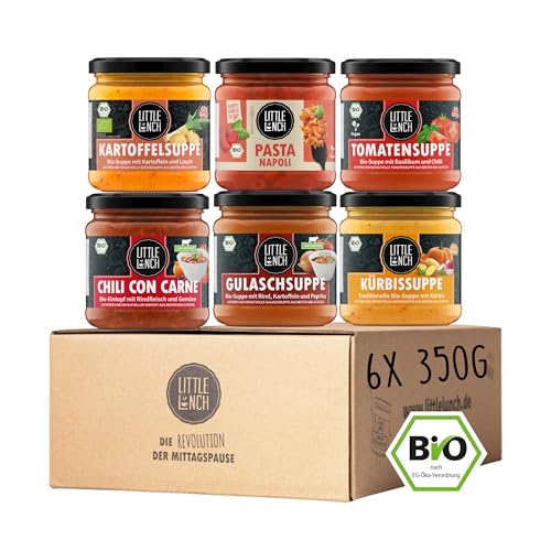 Little Lunch Bio Herzhafte Klassiker Box, Kennenlernbox, Suppen, Eintöpfe, Gulaschsuppe, Chili con Carne, 6 x 350g von Little Lunch