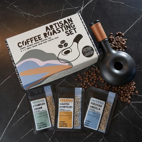 Artisan Kaffee-Röstset Starterpaket mit 3 Einzelursprüngen grünen Bohnen - Geschenk für Kaffeeliebhaber von Little Often Always