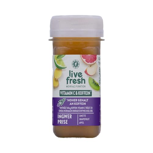 LiveFresh Ingwer Prise | Natürlich & Kaltgepresst | Aus 100% frischer Limette, Grapefruit, Ingwer, Apfel & Guarana | Keine Zusätze, kein zusätzlicher Zucker | 16 x 60ml von LiveFresh