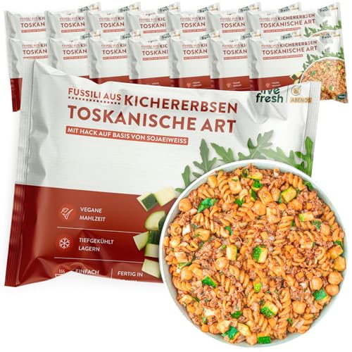 LiveFresh Fusilli Toskana | 14 x 400g vegane Diät Feriggerichte | Low Carb Lebensmittel mit 24g Protein und nur 360 kcal pro Portion | Schnell zubereitet | Schonend schockgefrostet von LiveFresh