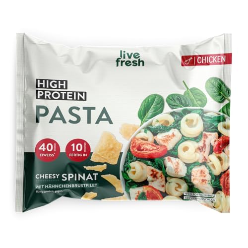 LiveFresh High Protein Nudeln | 14 x 400g Diät Feriggerichte mit Hähnchen | Low Carb Pasta mit 24g Protein und nur 360 kcal pro Portion | Schnell zubereitet | Schonend schockgefrostet von LiveFresh