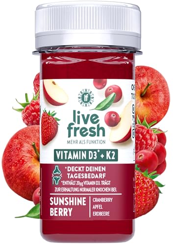 LiveFresh - Vitamin D Kur - Monatsration Sunshine Berry 32x60ml - Kaltgepresst - Ohne Zucker & Zusätze von LiveFresh