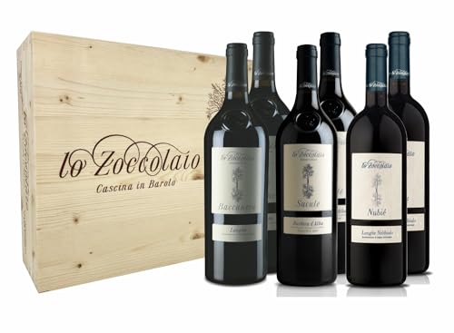 Lo Zoccolaio 2 Barbera d'Alba + 2 Langhe Baccanera + 2 Langhe Nebbiolo - 6 Flaschen - Italien Wein Holzbox trocken von Lo Zoccolaio