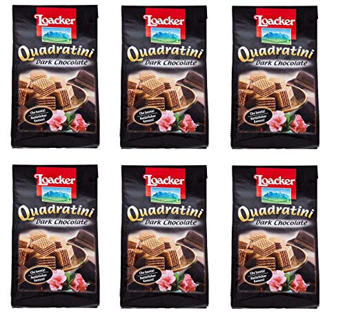 6 Loacker Würfel Schoko reigel Waffeln kekse cookies kuchen Quadratini Dark 125g von Loacker