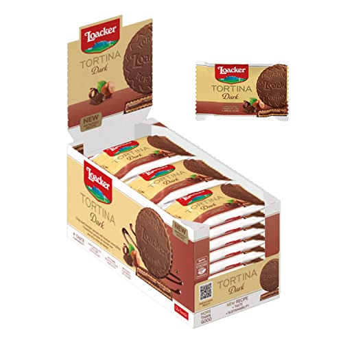 Loacker - Tortina Dark - Mit Schokolade (Bitterschokolade) umhüllte Waffeln und einem zarten Kern köstlicher Haselnusscreme in der Großpackung - Essen und Snacks 24 Stk á 21 g von Loacker