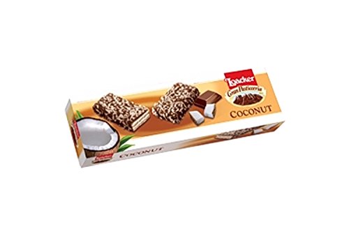 Loacker Wafer Patisserie Coconut Waffeln Gefüllt mit Kokoscreme, überzogen mit Milchschokolade und Kokosflocken 100g von Loacker