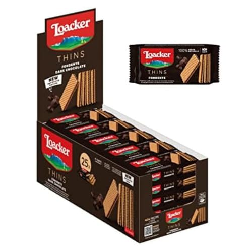 Loacker | Waffeln Dunkle Schokolade | Klassische Duftende Schokoladenwaffeln Loacker - 25 Stück | Dunkle Schokoladen-Snack von Loacker