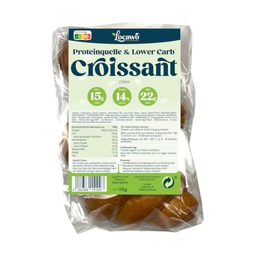 Locawo Proteinquelle & Lower Carb Croissant | Hörnchen | Eiweißbrötchen | Voller Weizengeschmack | ideal für eine eiweißreiche, kalorien- und zuckerreduzierte Ernährung von Locawo