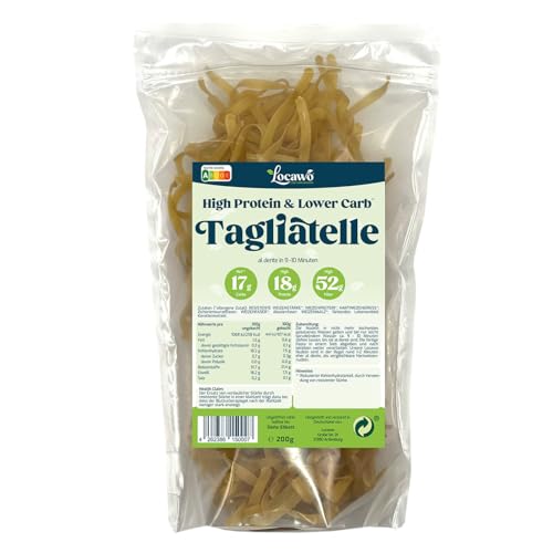 Locawo High Protein & Low Carb Nudeln Tagliatelle | 76% weniger Kohlenhydrate | 12-fache Menge Ballaststoffe | Vegan von Locawo