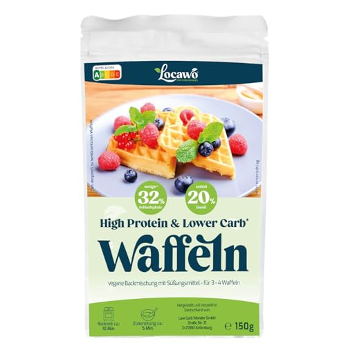 Locawo High Protein & Low Carb Waffel Backmischung | 78% weniger Kohlenhydrate | 90% mehr Proteine | Voller Weizengeschmack | Vegan von Locawo