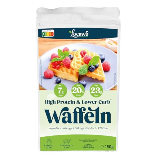 Locawo High Protein & Low Carb Waffel Backmischung | 78% weniger Kohlenhydrate | 90% mehr Proteine | Voller Weizengeschmack | Vegan von Locawo