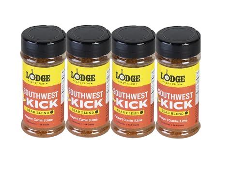 Lodge Sear Blend – Hergestellt für Gusseisen-Kochen – Verwendung über dem Grill, auf dem Herd oder sogar im Ofen, gentechnikfrei – 164 ml (4 Stück) – Southwest Kick von Lodge