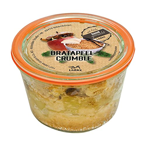 Gebackener Bratapfel-Crumble | bedeckt mit knusprigen Marzipan-Crumbles | im Weckglas | 240 g von Löbke