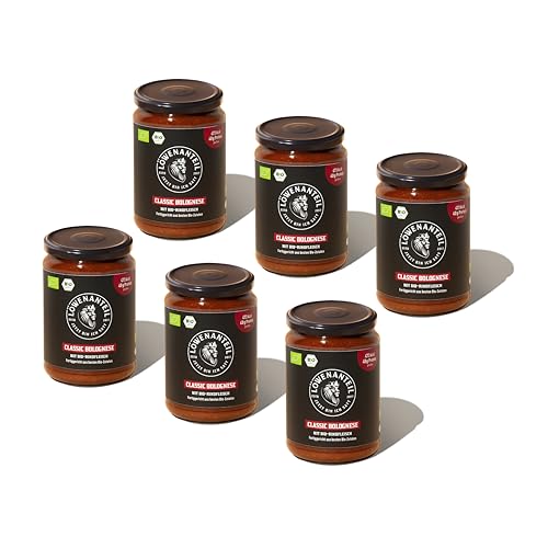 Löwenanteil - 100% Bio-Eintopf CLASSIC BOLOGNESE - 6x 570g Glas - Proteinreiches Bio-Fertiggericht mit saftigem Bio-Rindfleisch, Tomaten & Basilikum - Ohne Zuckerzusatz & Glutenfrei von Löwenanteil