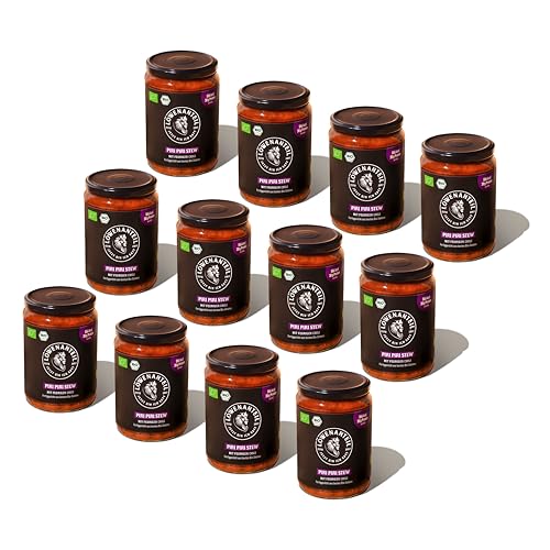 Löwenanteil - 100% Bio-Eintopf PIRI PIRI Stew - 12x 570g Glas - Proteinreiches Bio-Fertiggericht mit süßer Mango, schwarzen Bohnen & sonnengereiften Tomaten - Ohne Zuckerzusatz & Glutenfrei von Löwenanteil