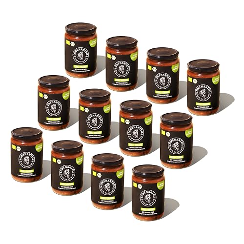 Löwenanteil - 100% Bio-Eintopf CHILI VEGANO - 12x 570g Glas - Proteinreiches Bio-Fertiggericht mit veganen Hack & angenehmer Schärfe - Ohne Zuckerzusatz & Glutenfrei von Löwenanteil