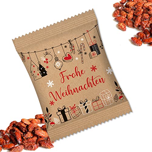 Logbuch-Verlag 10 Mini Geschenke Frohe Weihnachten - gebrannte Mandeln 10 g - Tischdeko Kunden Mitarbeiter Kollegen von Logbuch-Verlag