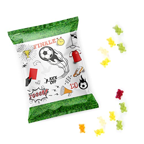 Logbuch-Verlag 25 mini Gummibärchen Tüten Fußball Deko Give-Away Kindergeburtstag Jungs kleine Süßigkeit Vereinsfeier Fußballparty von Logbuch-Verlag