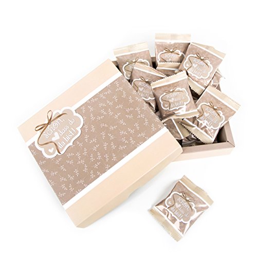 Logbuch-Verlag 5 Geschenkkartons mit 25 mini Gummibärchen Tüten mit Text "Schön dass du da bist" beige creme - Geschenkschachtel Gastgeschenk Give-Away von Logbuch-Verlag