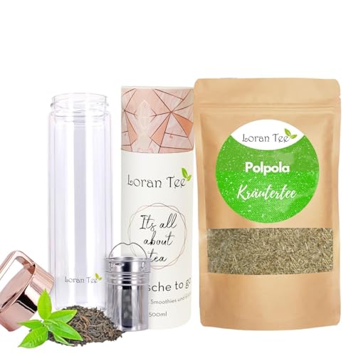 LORAN - Detox Set, Anjali Polpola Kräutertee, lose 100g, Teeflasche mit Sieb to go Teamaker 500 ml, Doppelwandig, Isoliert von Loran Tee