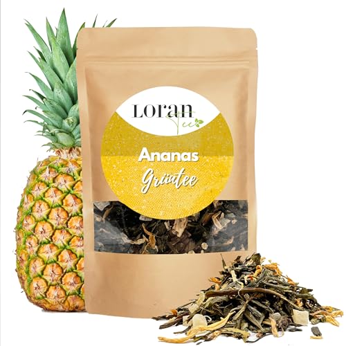 LORAN - Grüner Tee Ananas, lose 100g, Premium Qualitat, Ananas, Abnehmen und Gewichtsverlust Tee, loser Tee in Zippbeutel von Loran Tee