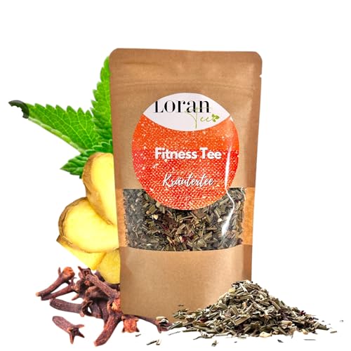 Loran Tee- Fitness Tee – Kräutertee mit Lemongras, Hibiskus, Ingwer, Minze & Nelke – 100g, Energietee, Wohlbefinden Tee für Energie, Zippbeutel von Loran Tee